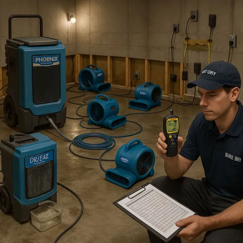 Structural Drying and Dehumidification process in Tipton, CA